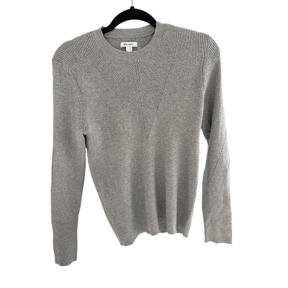 Silver Ribbed Metallic Stretch Sweater Longline Fit NWT Small - Picture 1 of 6